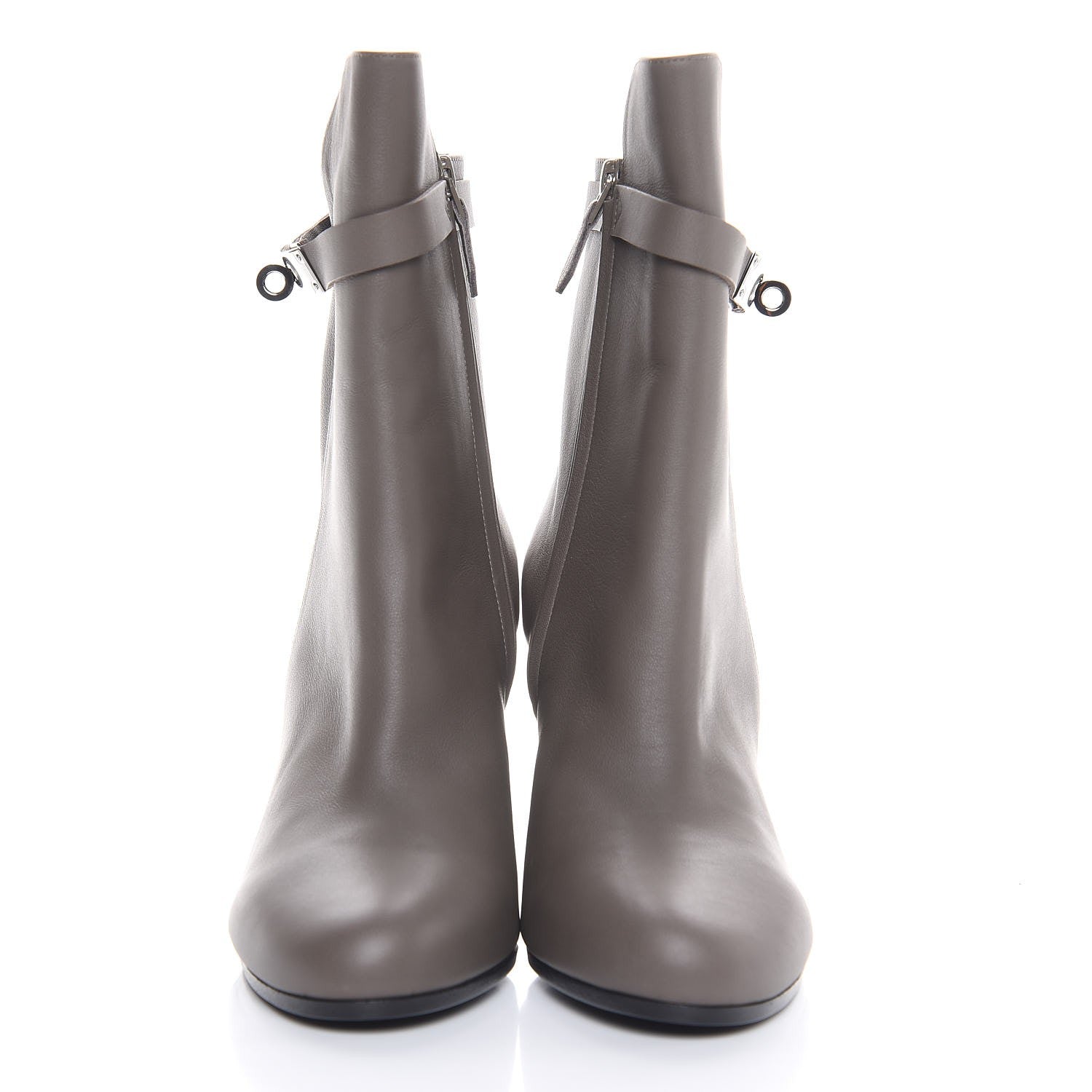 Hermes Calfskin Joueuse Ankle Boots 38.5 Etain 2 of 10