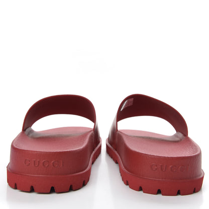 Gucci Calfskin Rubber GucciGhost Hamlet Skull Mens Lug Sole Slide Sandals 7 Hibiscus Red Blue Agata 6 of 9