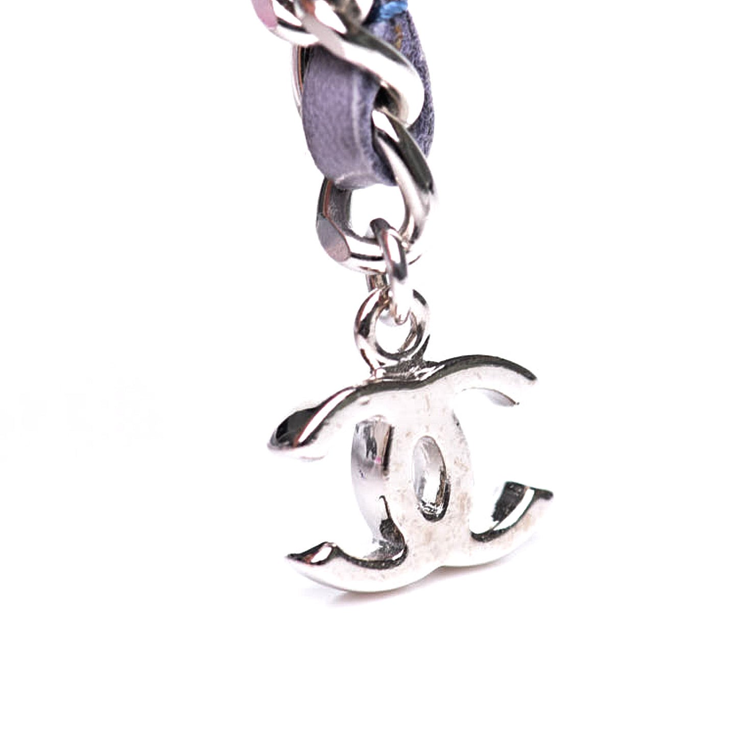 Lambskin Chain Logo Belt Silver Purple