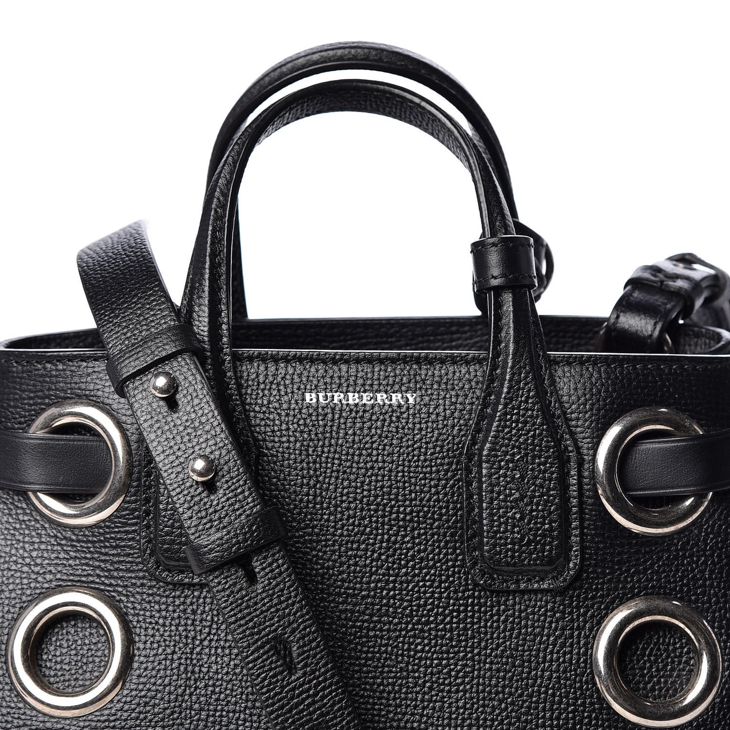 Grainy Calfskin House Check Grommet Baby Banner Tote Black
