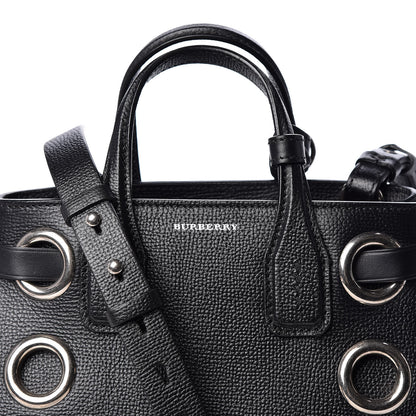 Burberry Grainy Calfskin House Check Grommet Baby Banner Tote Black 10 of 10