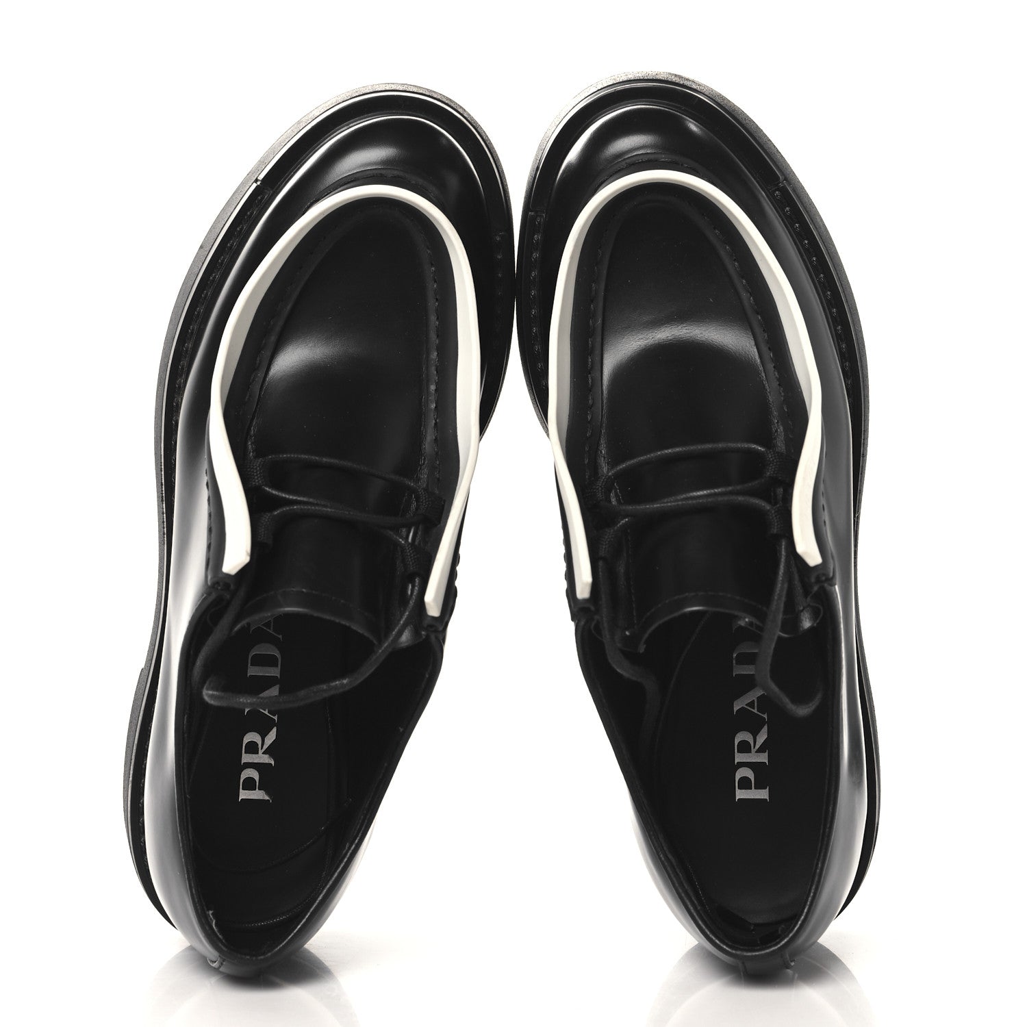 Prada Spazzolato Rois Monolith 55mm Derby Loafers 37 Black White 1 of 9