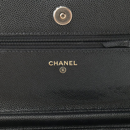 Chanel Caviar Quilted Crystal CC Wallet On Chain WOC Black 6 of 13