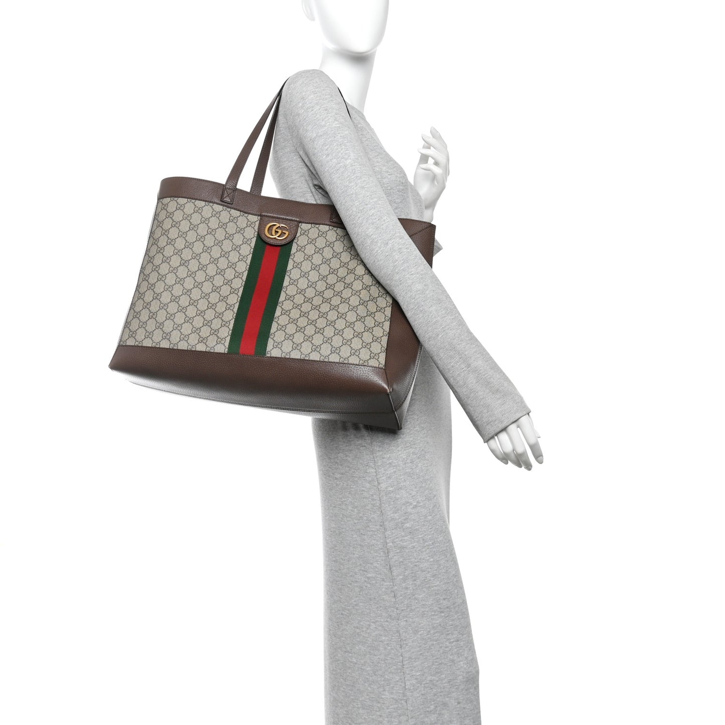 GG Supreme Monogram Web Ophidia Tote Brown