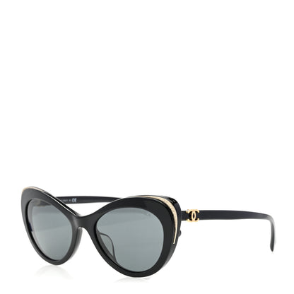 Chanel Acetate Cat Eye CC Sunglasses 5432-A Black 1 of 8