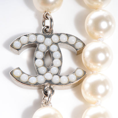 Chanel Pearl CC Long Necklace Silver 3 of 4