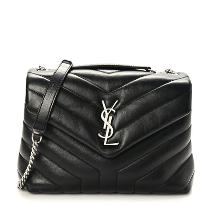 Saint Laurent Calfskin Y Quilted Monogram Small Loulou Chain Satchel Black 1 of 9