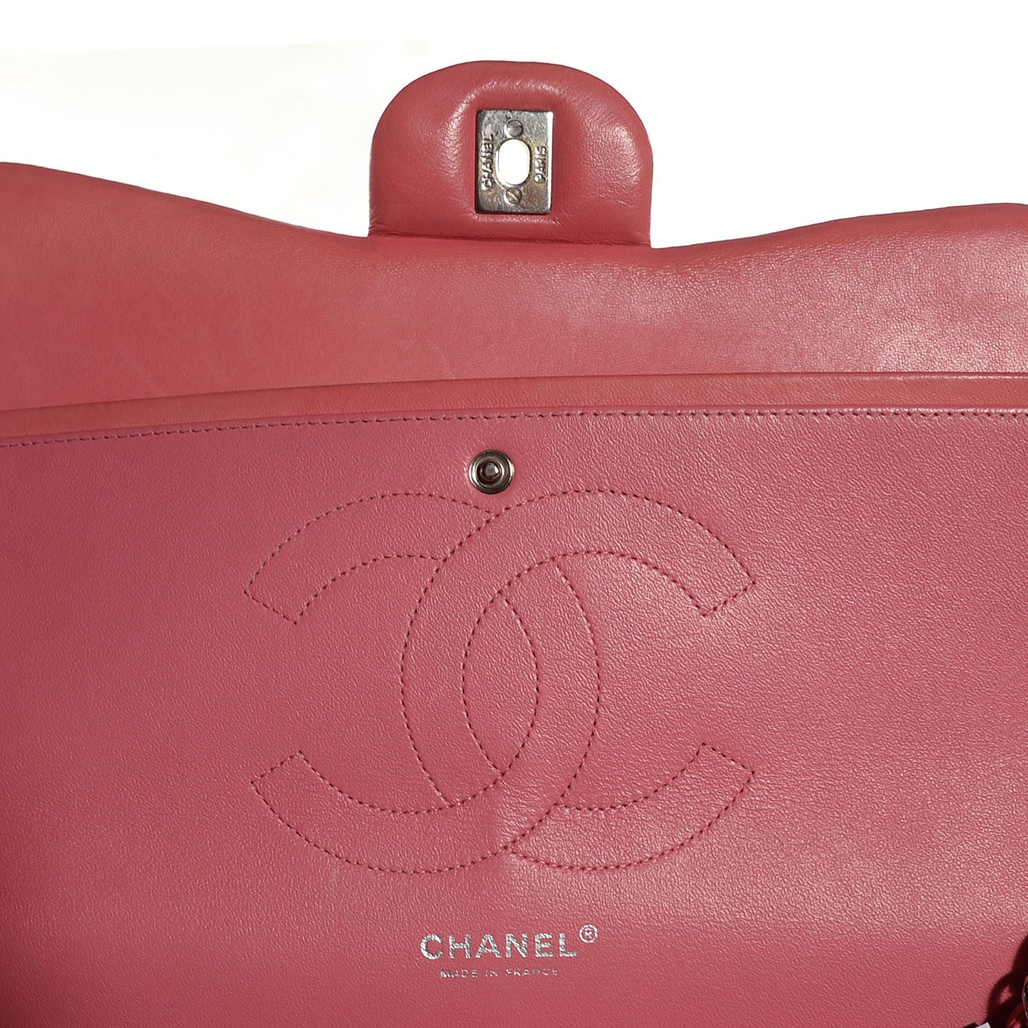 Chanel Lambskin Quilted Jumbo Double Flap Dark Pink 7 of 8