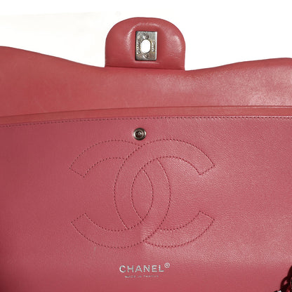 Chanel Lambskin Quilted Jumbo Double Flap Dark Pink 7 of 8