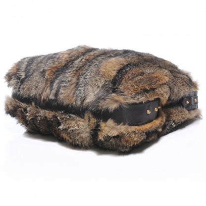 Gucci Raccoon Fur Large Horsebit Chain Hobo Brown 4 of 8