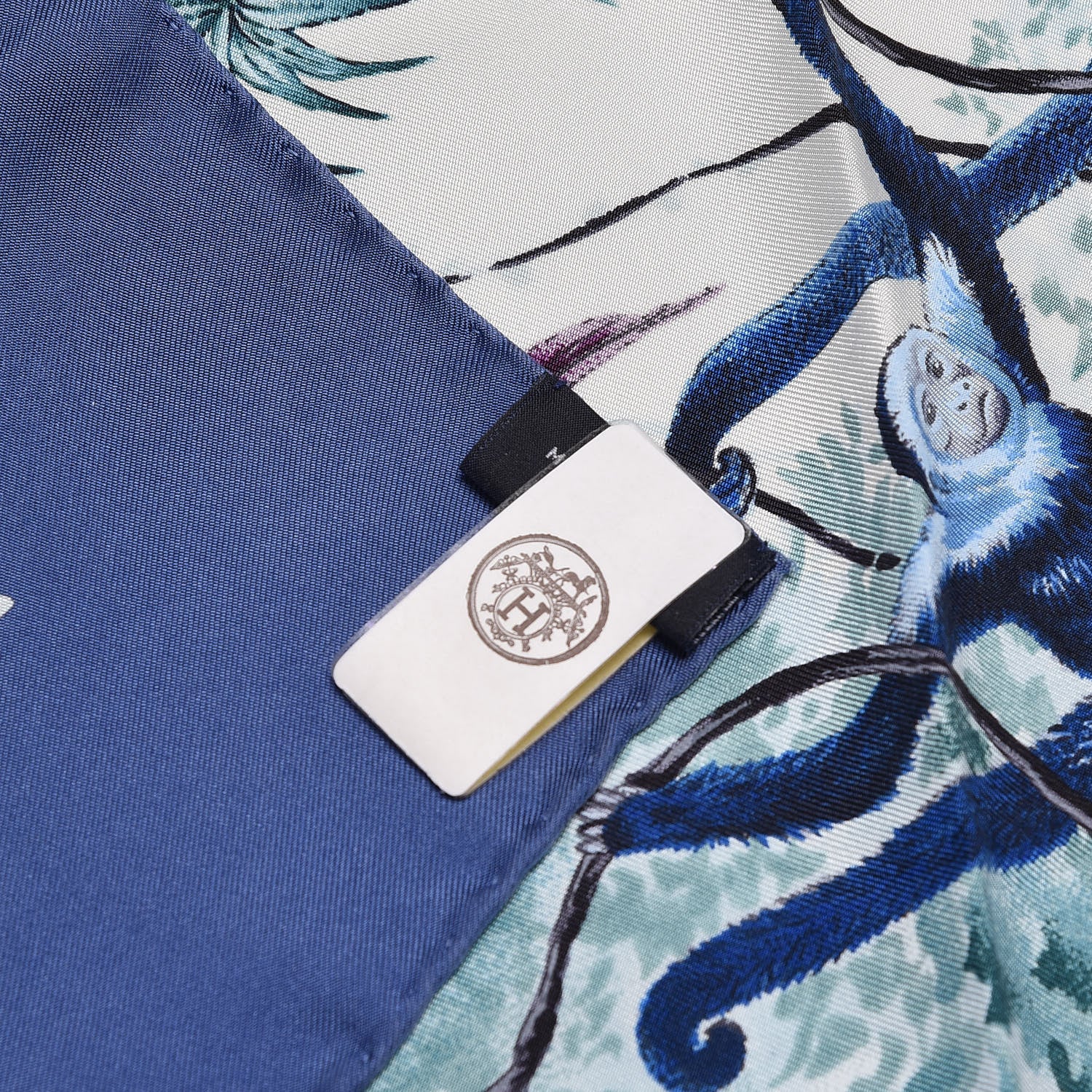 Hermes Silk Wash Equateur 90 Scarf Marine Creme Violet 5 of 5