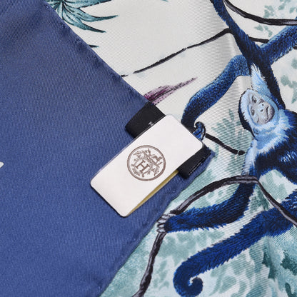 Hermes Silk Wash Equateur 90 Scarf Marine Creme Violet 5 of 5