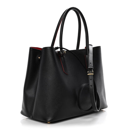 Prada Saffiano Cuir Large Double Bag Black Fuoco 3 of 15