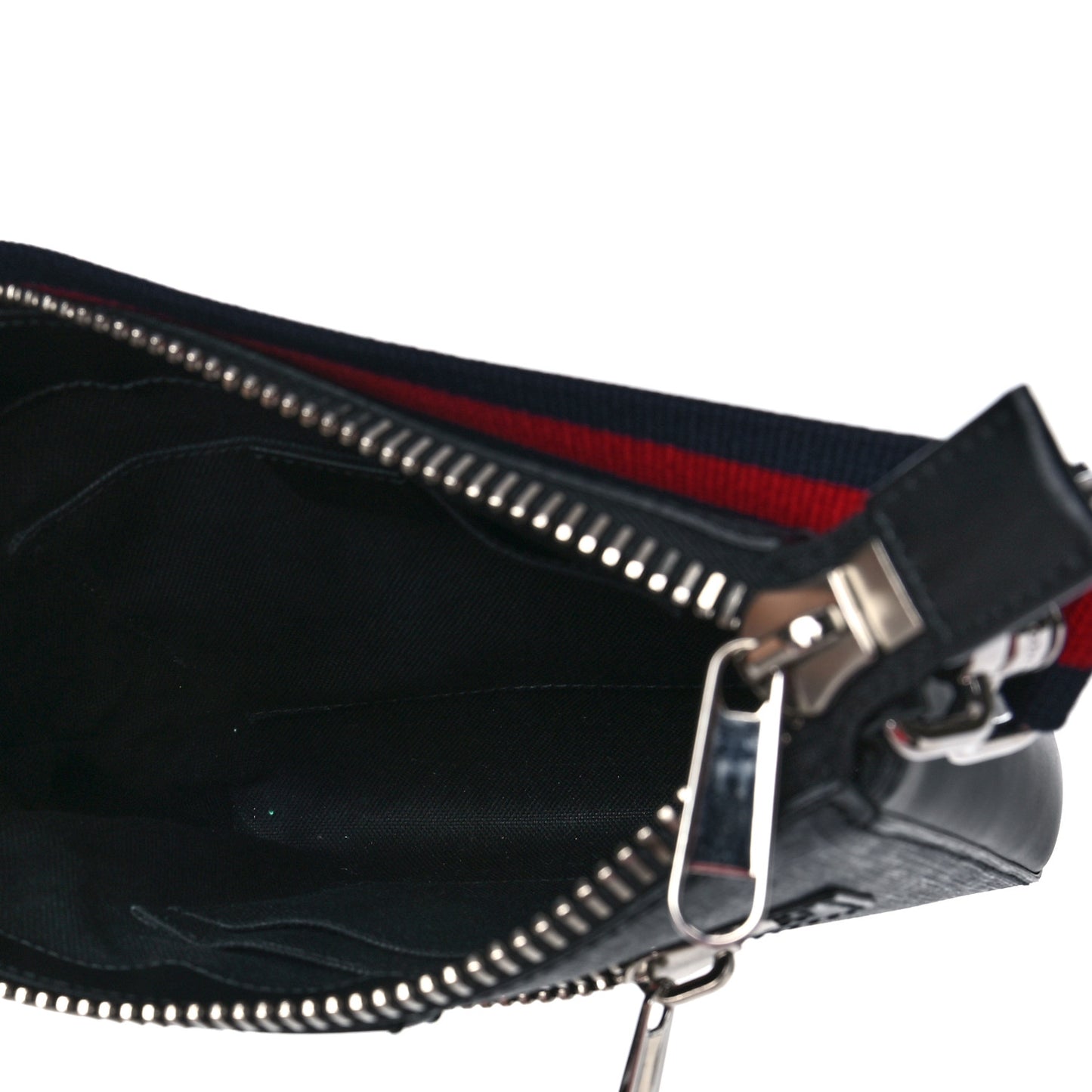 GG Supreme Monogram Web Small Flat Messenger Bag Black Grey