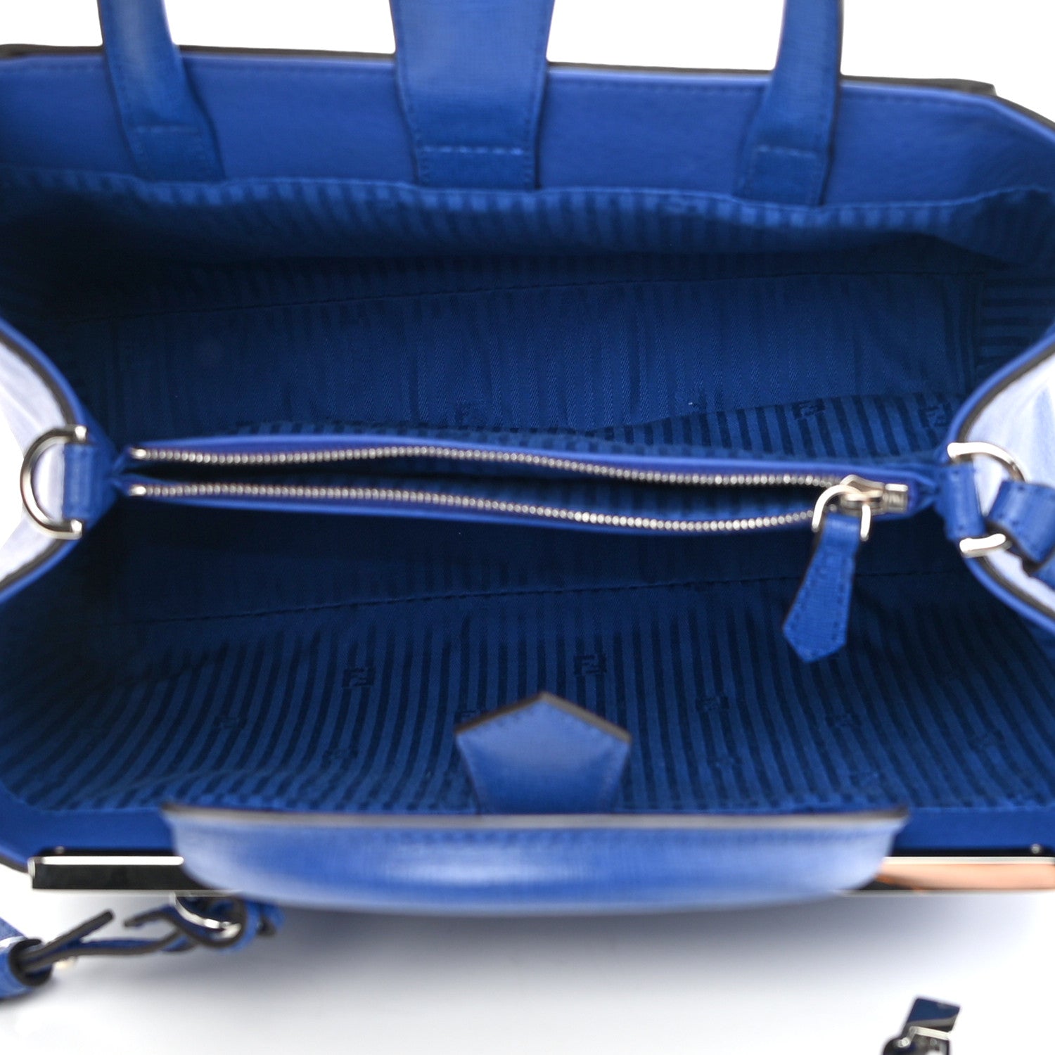 Fendi Vitello Elite Petite 2Jours Tote Blue Neon 5 of 10