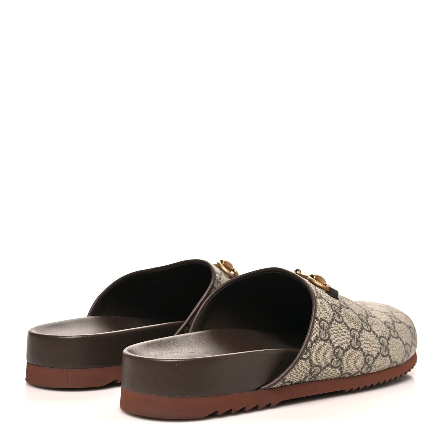 Gucci GG Supreme Monogram Miro Soft Calfskin Womens Horsebit Slippers 40.5 Beige Ebony New Acero 5 of 9