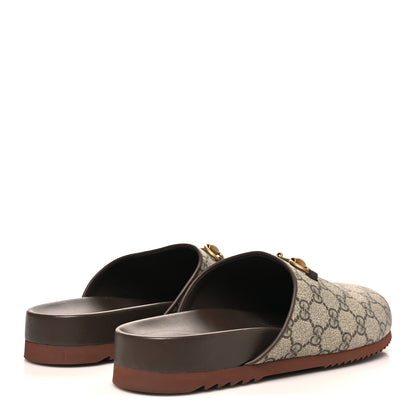 Gucci GG Supreme Monogram Miro Soft Calfskin Womens Horsebit Slippers 40.5 Beige Ebony New Acero 5 of 9