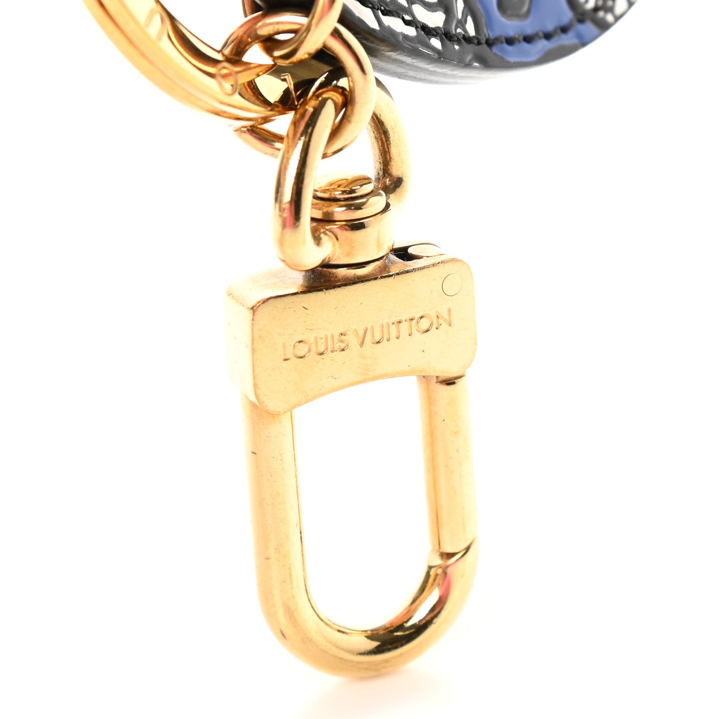 Calfskin Lace Flower Inlay Bag Charm Key Holder Navy Black