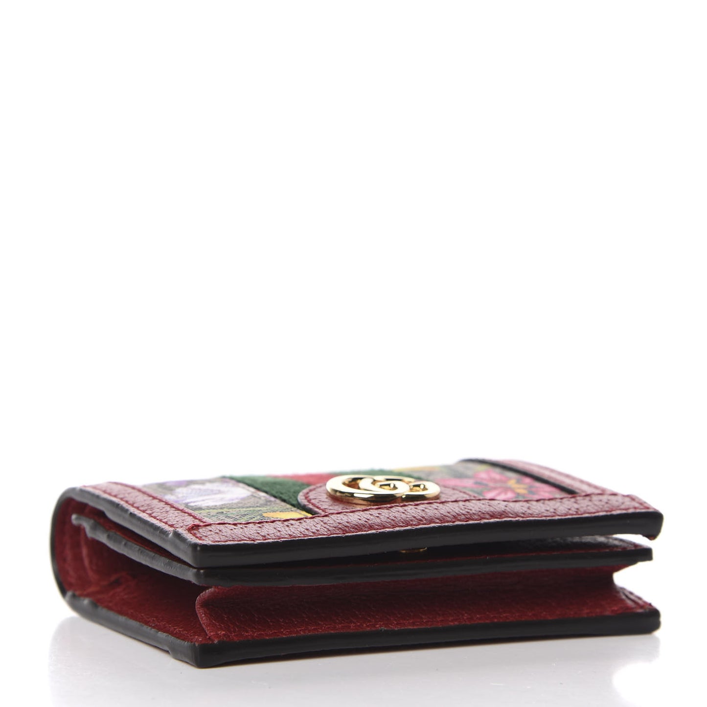 GG Supreme Monogram Flora Web Ophidia Card Case Red