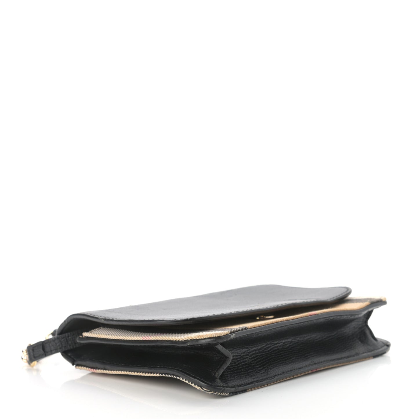 Derby Calfskin House Check Wallet On Chain Black