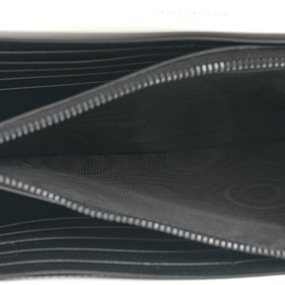 Saint Laurent Grain De Poudre Square Dot Print Monogram Chain Wallet White Matte Black 6 of 13
