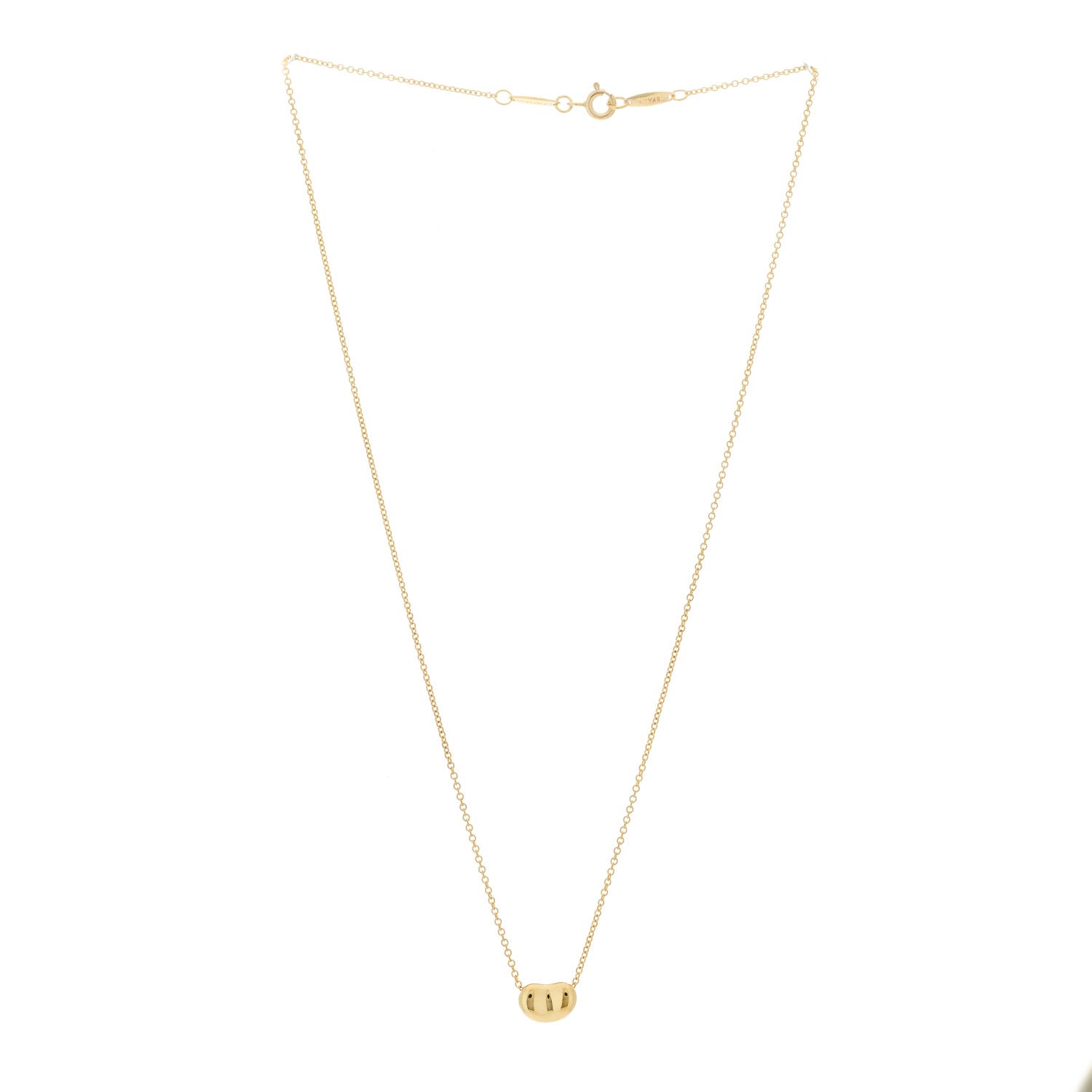 Tiffany 18K Yellow Gold 9mm Elsa Peretti Bean Pendant Necklace 3 of 5