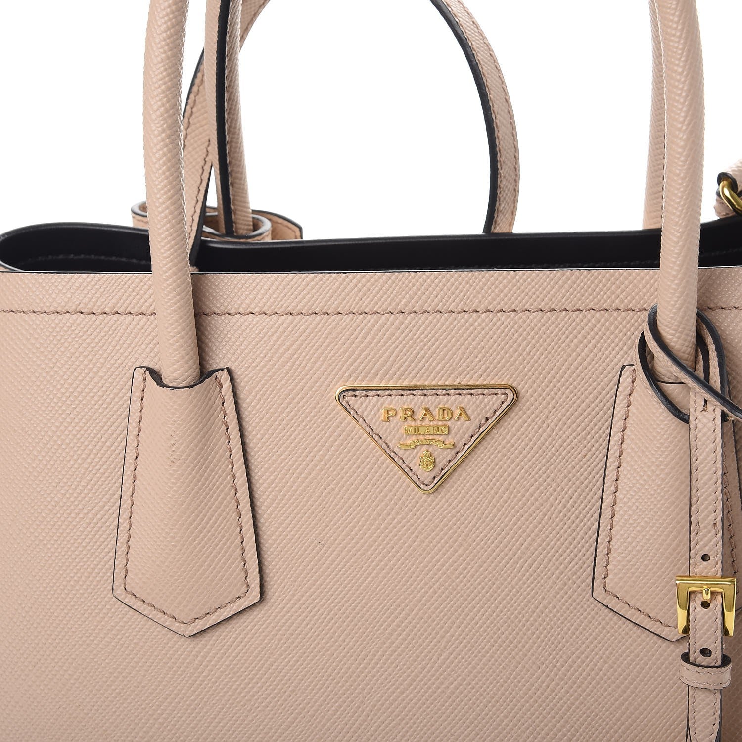 Prada Saffiano Cuir Small Double Bag Cammeo Nero Black 11 of 11