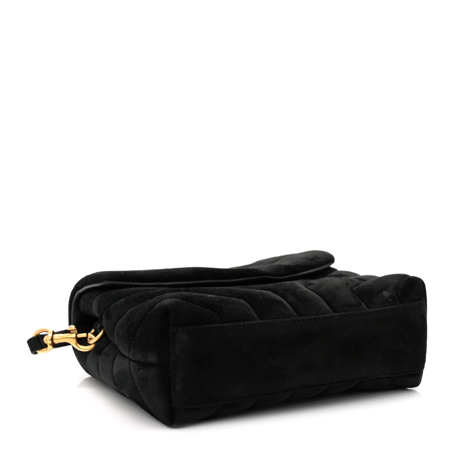 Suede Y Quilted Monogram Toy Loulou Crossbody Bag Black