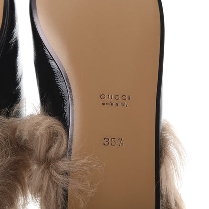 Gucci Patent Fur Womens Princetown Slippers 35.5 Black 6 of 8