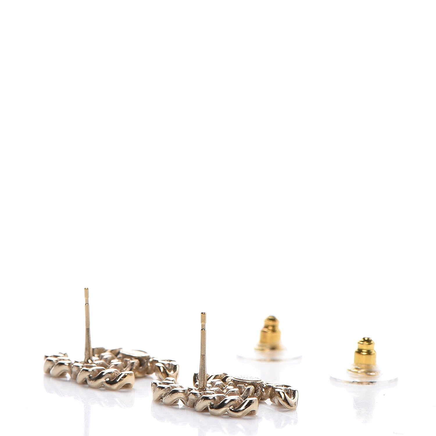 Chanel CC Chain Link Earrings Light Gold 3 of 5