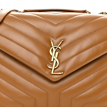 Saint Laurent Calfskin Y Quilted Monogram Medium Loulou Chain Satchel Dark Natural 7 of 9