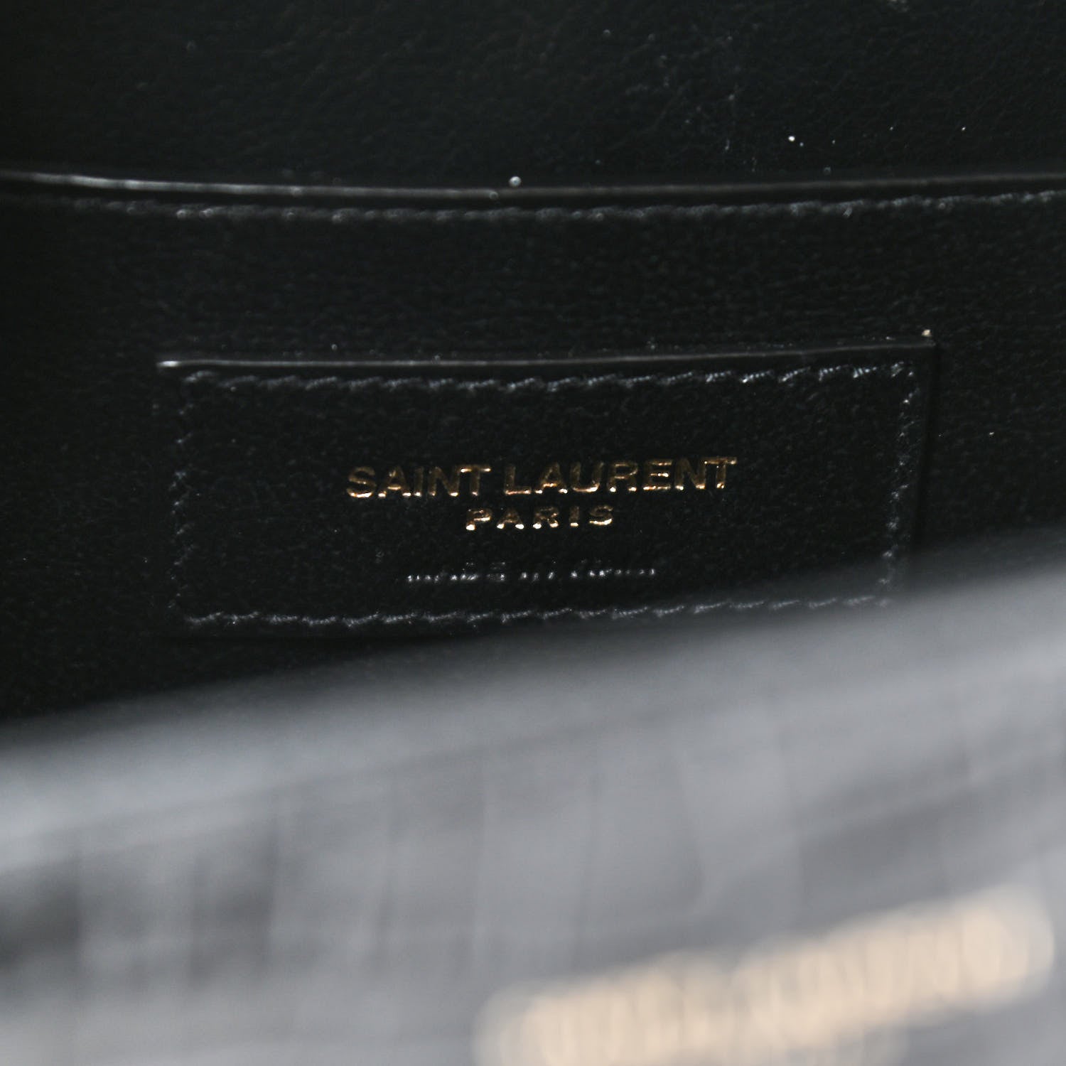 Saint Laurent Calfskin Crocodile Embossed Mini Classic Monogram Cassandra Top Handle Black 7 of 7