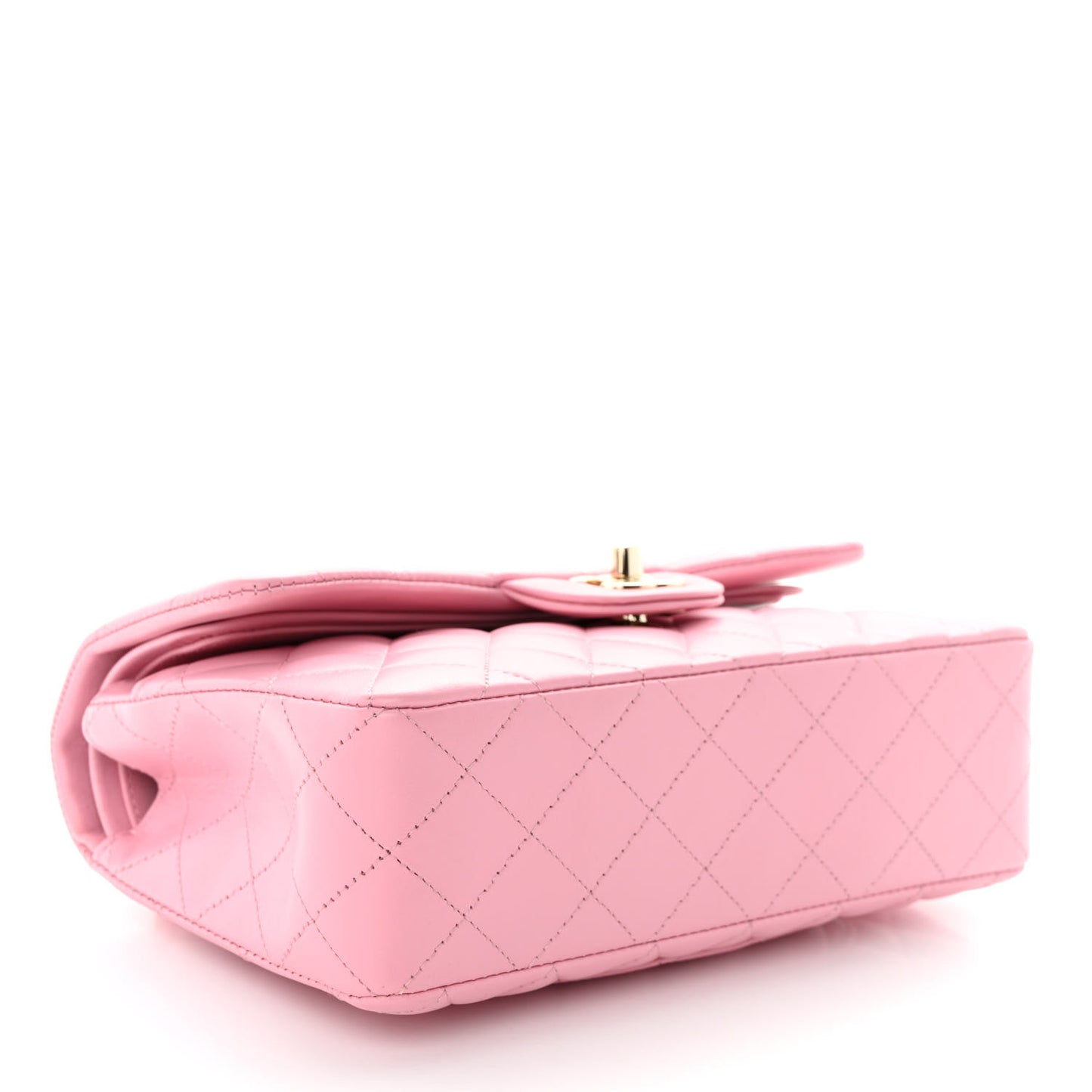 Lambskin Quilted Small Double Flap Pink