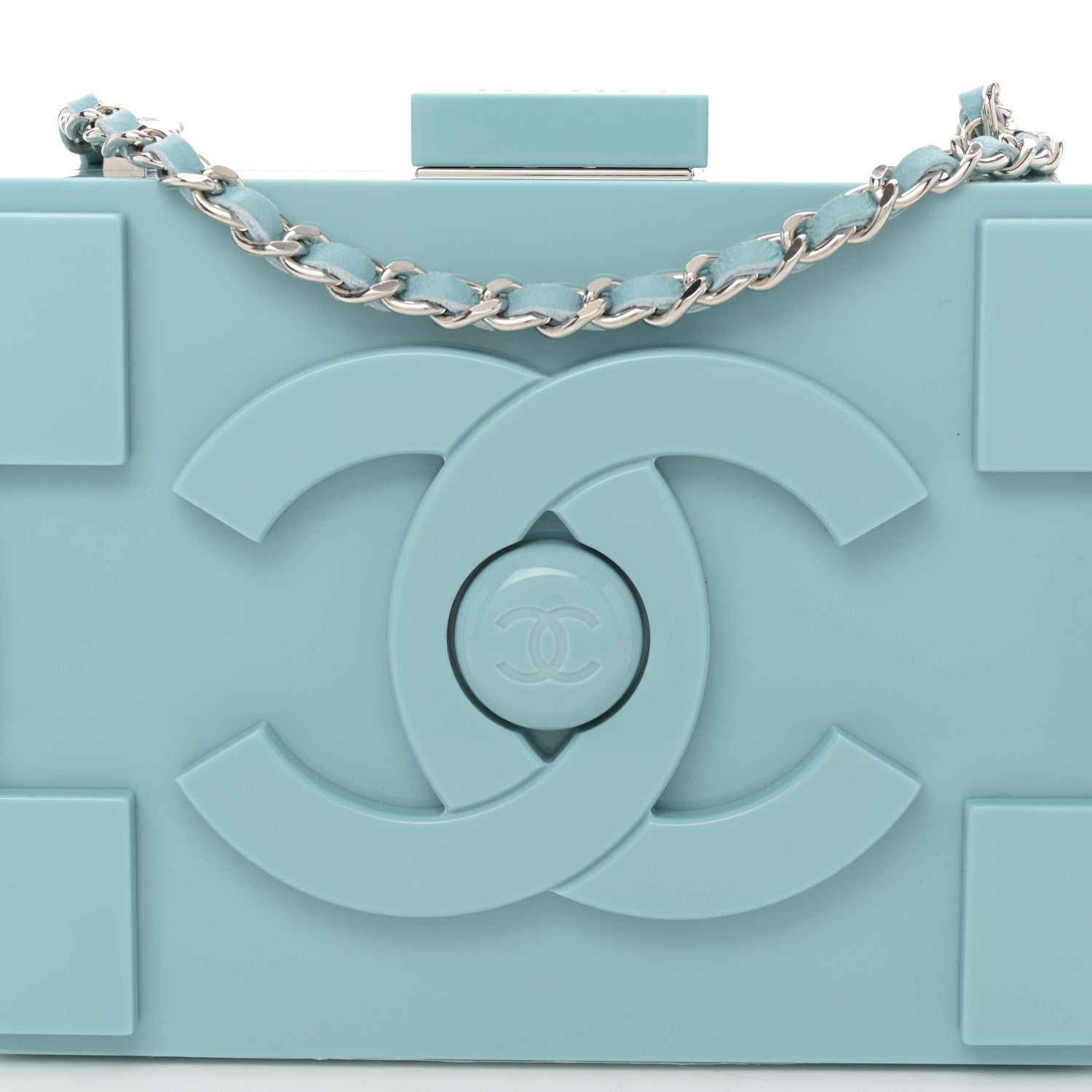 Chanel Plexiglass Boy Brick Lego Clutch Light Blue 9 of 12