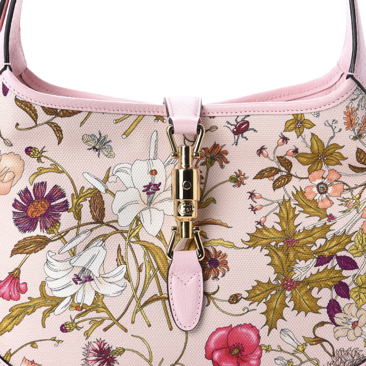 Gucci Canvas Flora Medium Jackie Hobo Light Pink 10 of 10