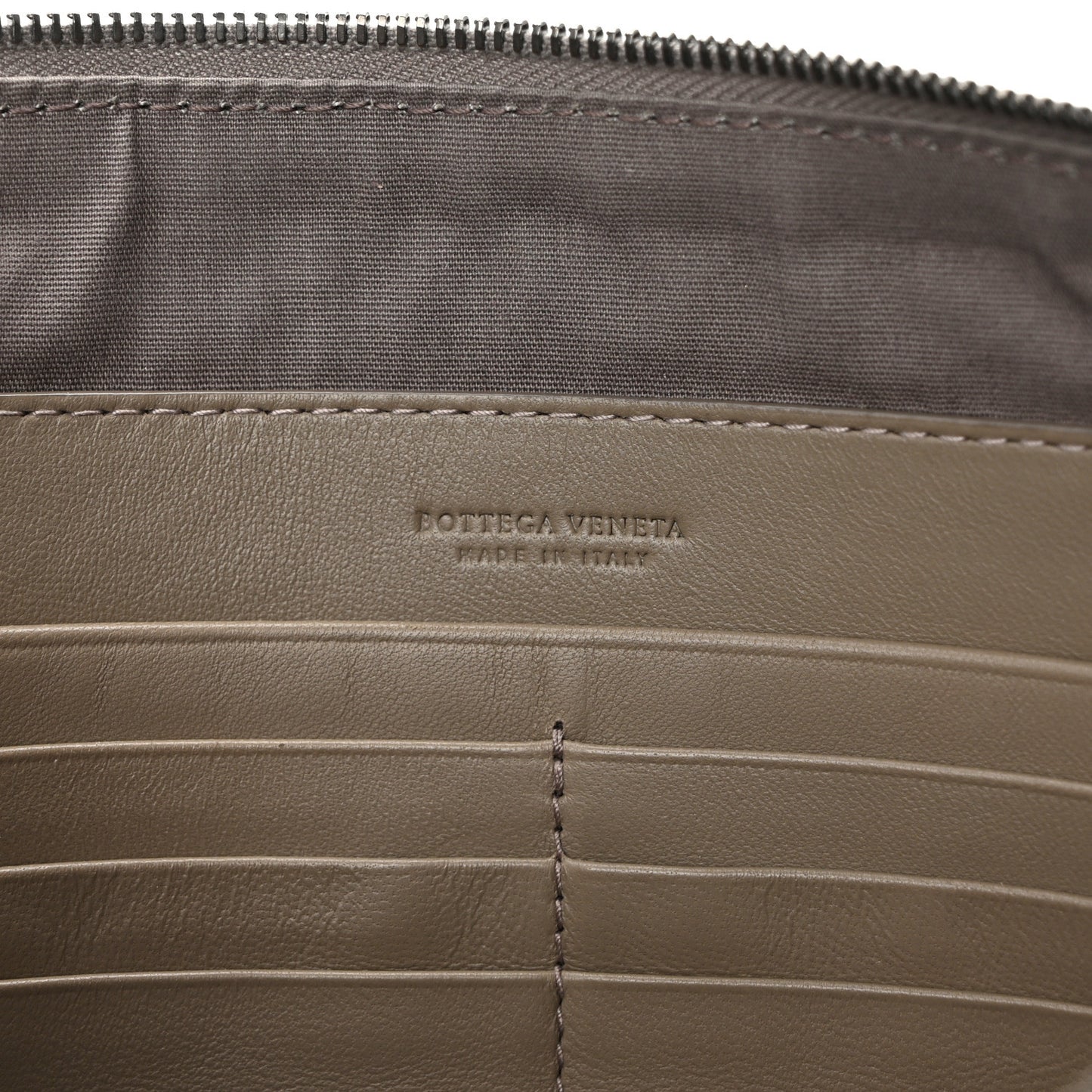 Nappa Intrecciato Large Flat Zip Billetto Pouch Mink