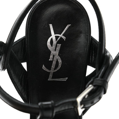 Saint Laurent Nappa Glitter Tribute Sandals 37 Black Argento 7 of 8