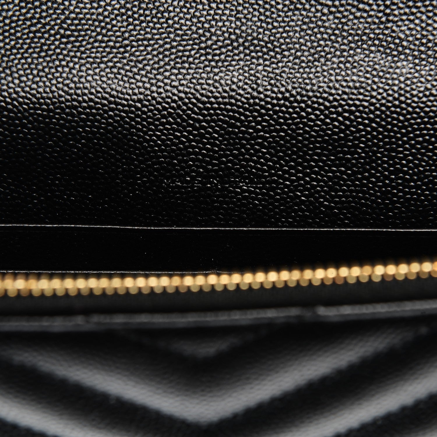 Saint Laurent Grain De Poudre Matelasse Chevron Monogram Envelope Chain Wallet Black 7 of 7