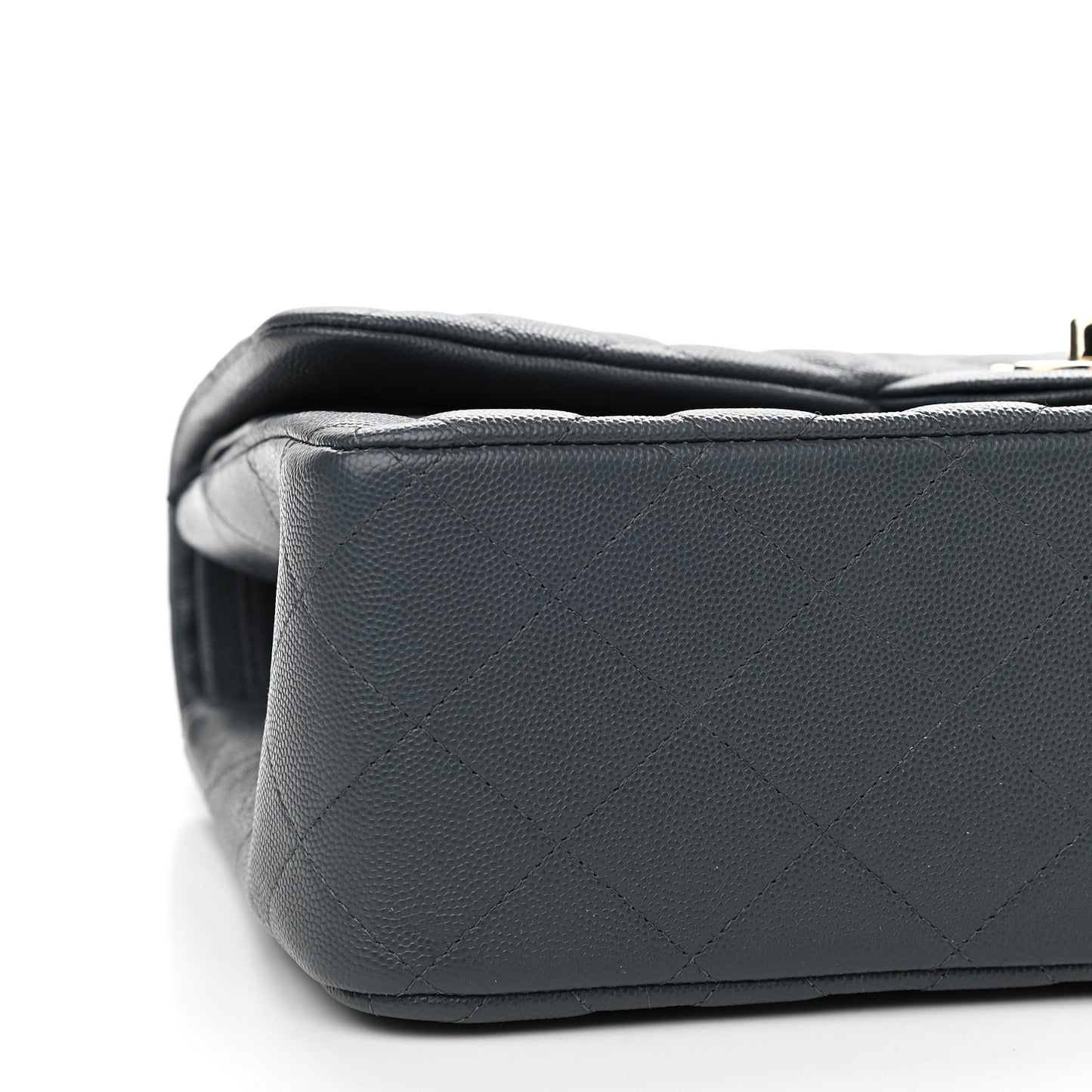 Caviar Quilted Jumbo Double Flap Dark Blue
