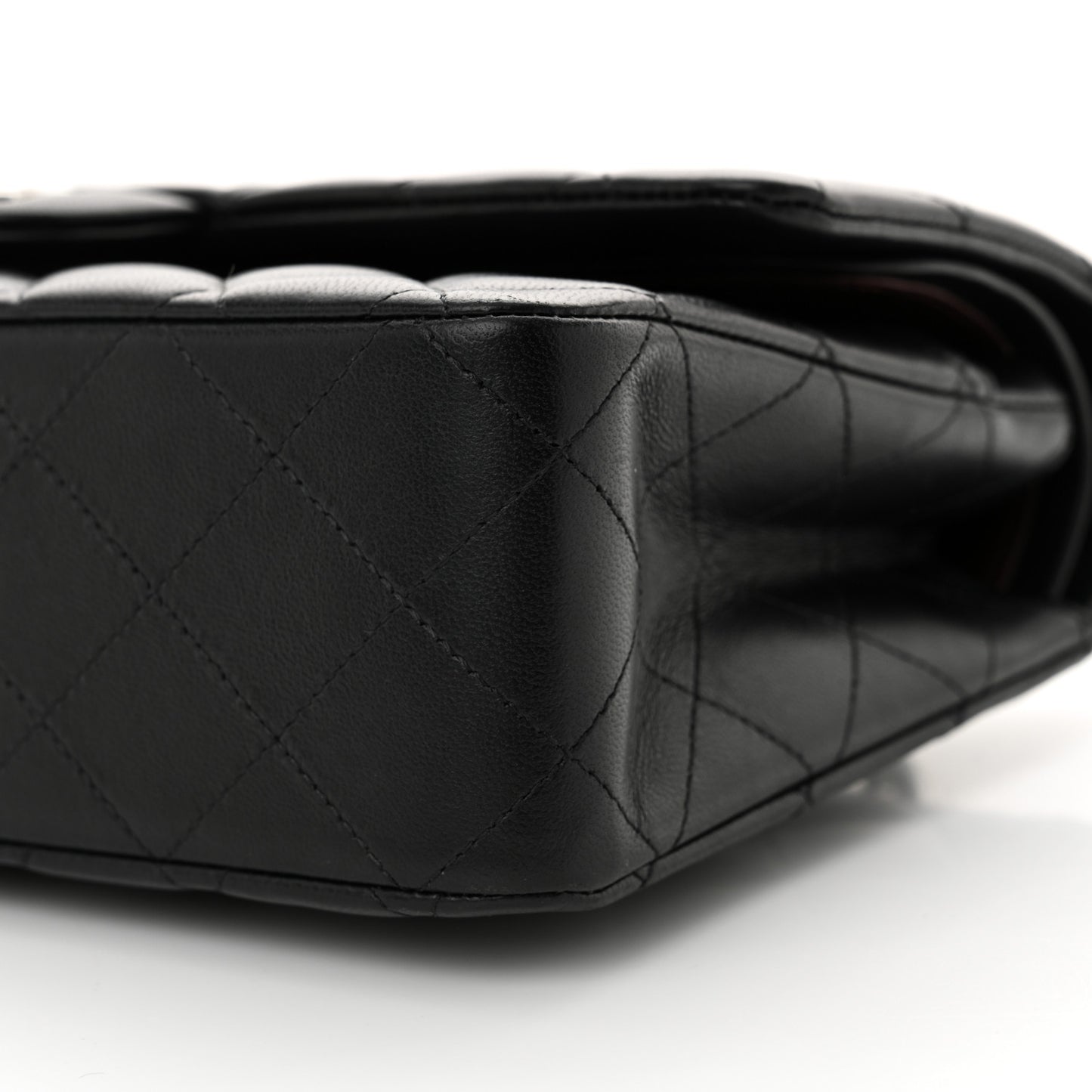 Lambskin Quilted Medium Double Flap Black