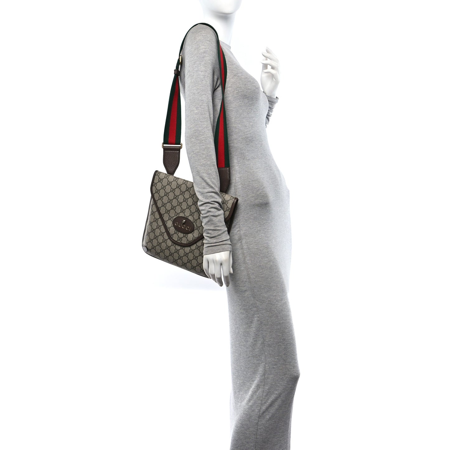 GG Supreme Monogram Web Medium Neo Vintage Flap Messenger Bag Beige New Acero