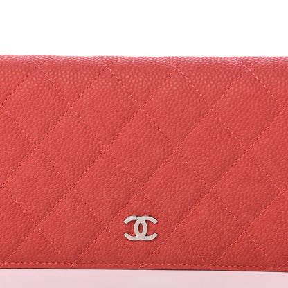 Chanel Iridescent Caviar Quilted Yen Wallet Coral Pink 6 of 10