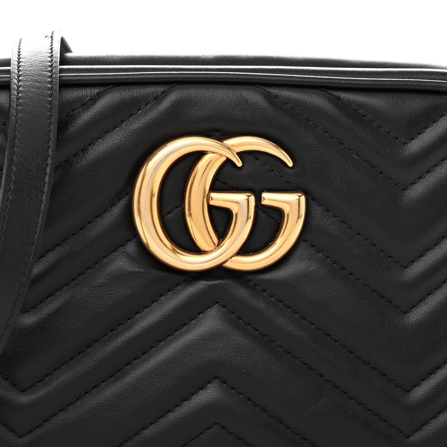 Calfskin Matelasse Small GG Marmont Chain Shoulder Bag Black