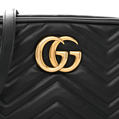 Gucci Calfskin Matelasse Small GG Marmont Chain Shoulder Bag Black 9 of 12