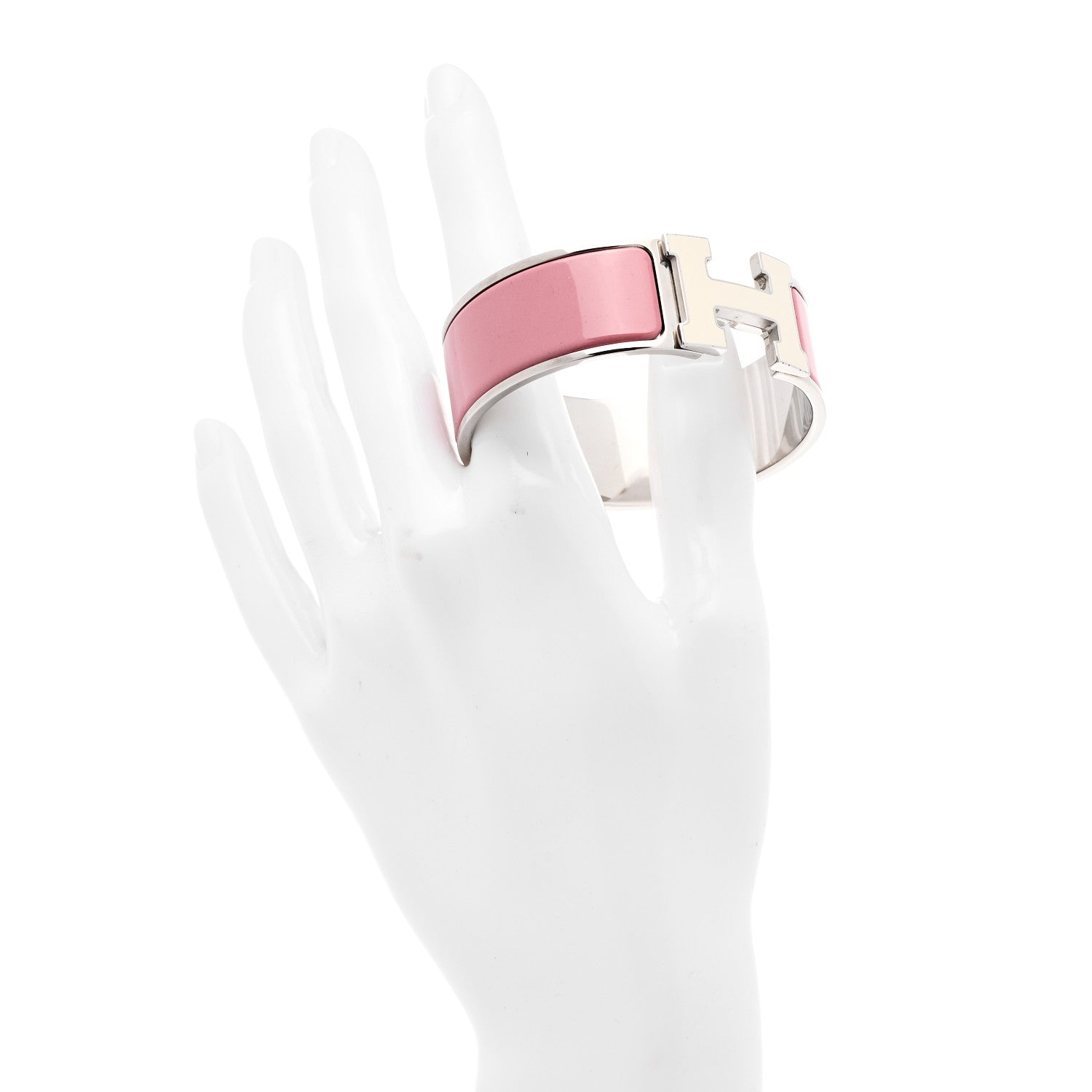 Hermes Enamel Wide Clic Clac H Bracelet GM Vieux Rose White 2 of 5