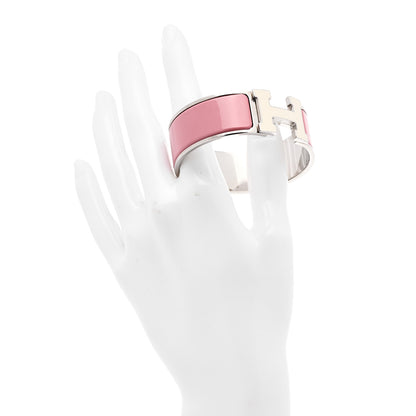 Hermes Enamel Wide Clic Clac H Bracelet GM Vieux Rose White 2 of 5