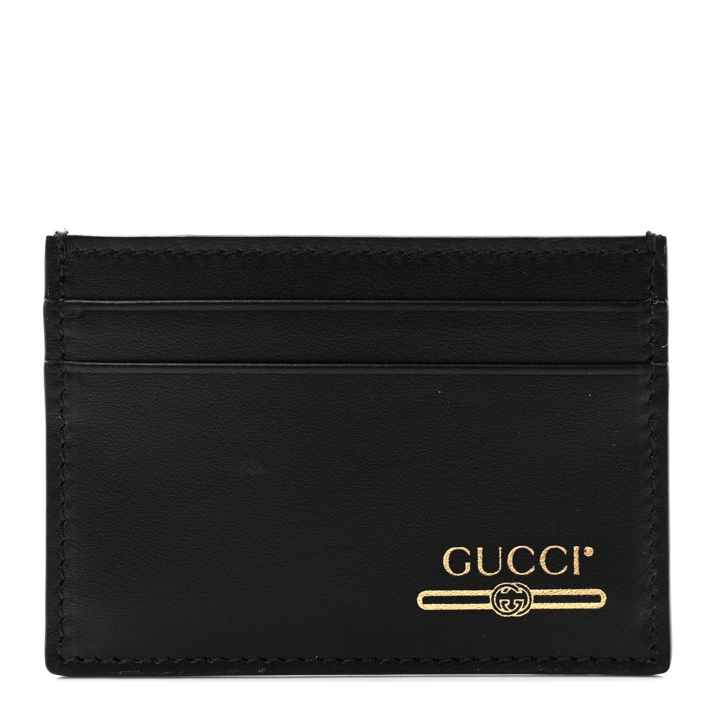 Plutone Calfskin Logo Card Holder Black