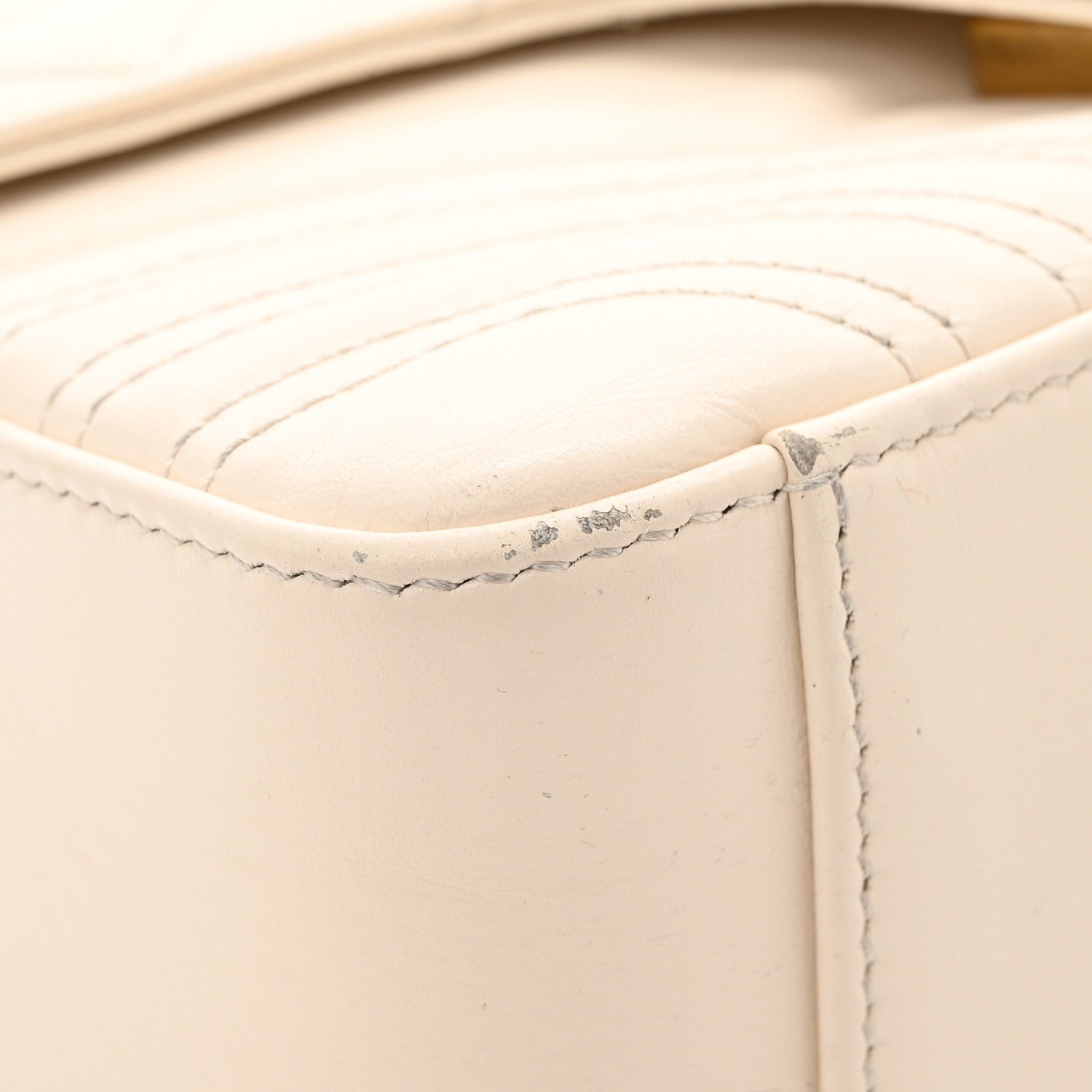 Gucci Calfskin Matelasse Mini GG Marmont Top Handle Shoulder Bag White 11 of 15