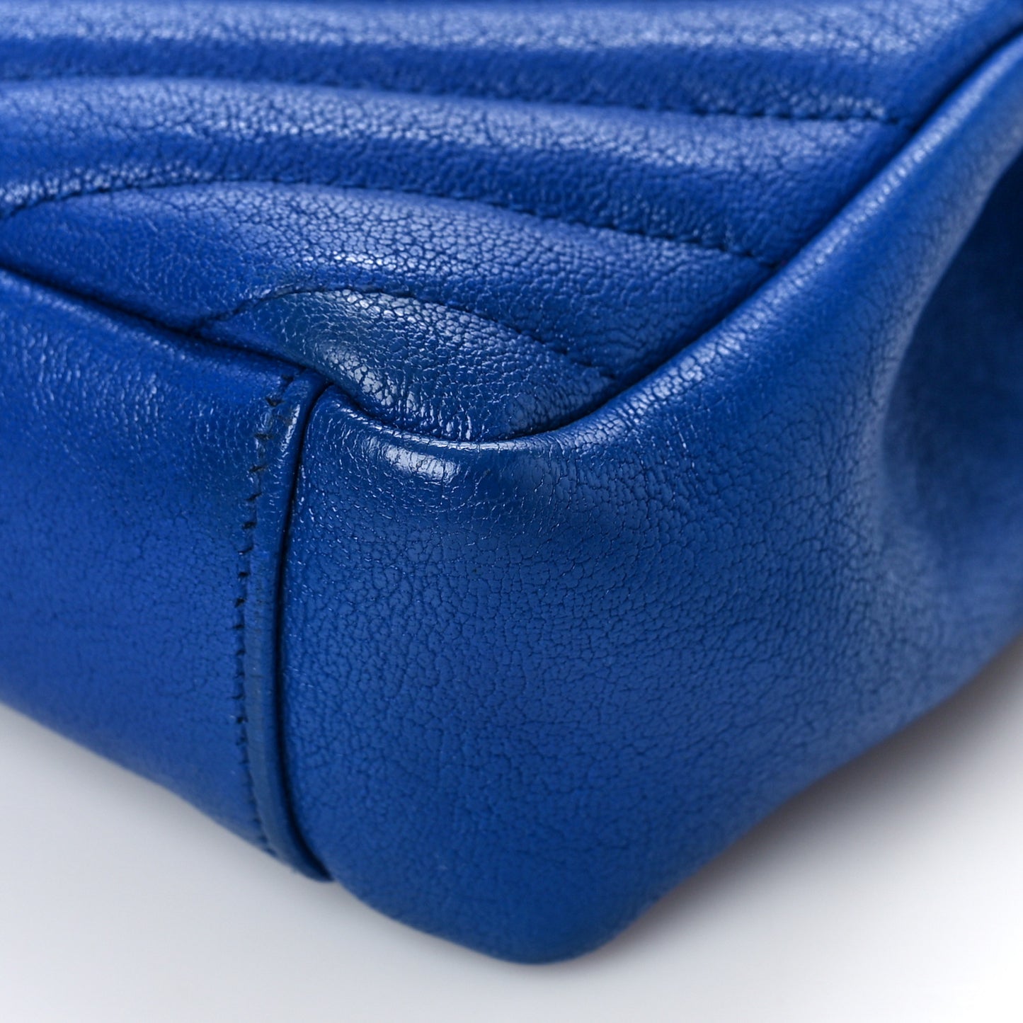 Sheepskin Matelasse Chevron Monogram Medium College Bag Royal Blue