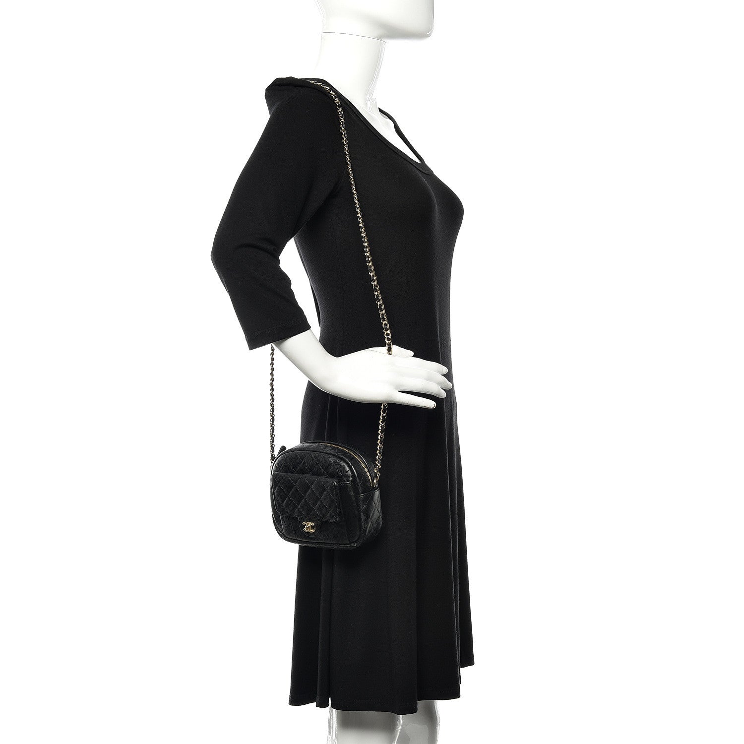 Chanel Caviar Quilted CC Day Camera Case Black 2 of 10